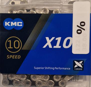 KMC X10 silber/schwarz 122-Glieder für 10-fach / silber-grau Size: 1/2" x 11/128"